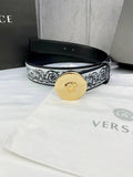 Versace MEDUSA BIGGIE ENAMEL LEATHER BELT