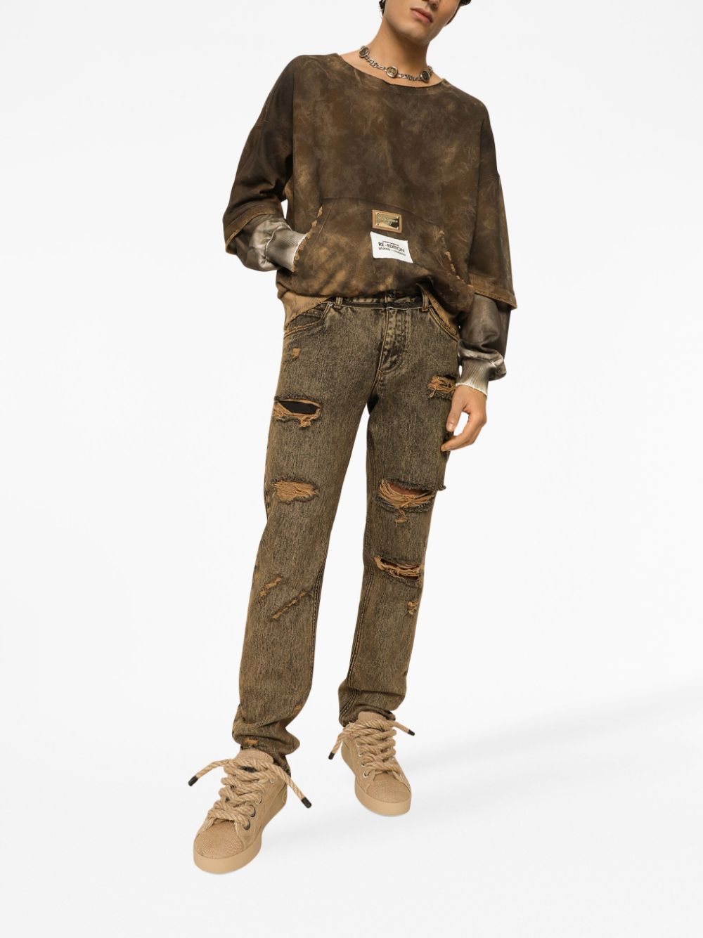 Dolce & Gabbana Ripped Denim Cotton Jeans