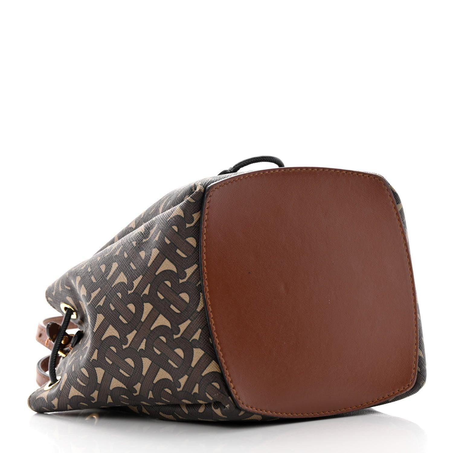 Burberry E-canvas Monogram TB Bucket Bag Bridle