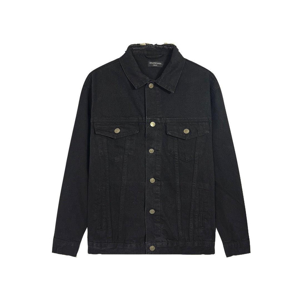 Balenciaga Black Embroidered Political Logo Denim Jacket