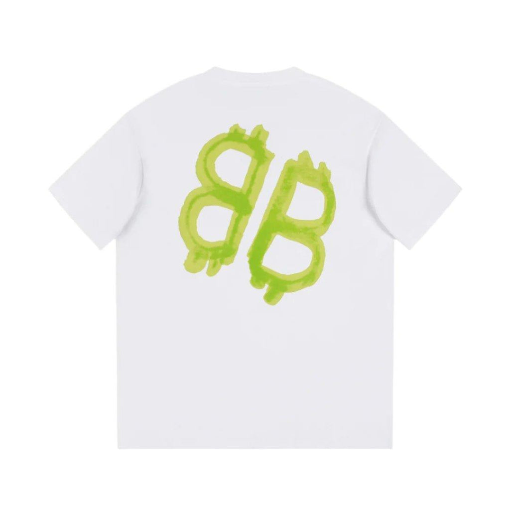 Balenciaga White & Green T-Shirt Without Collar