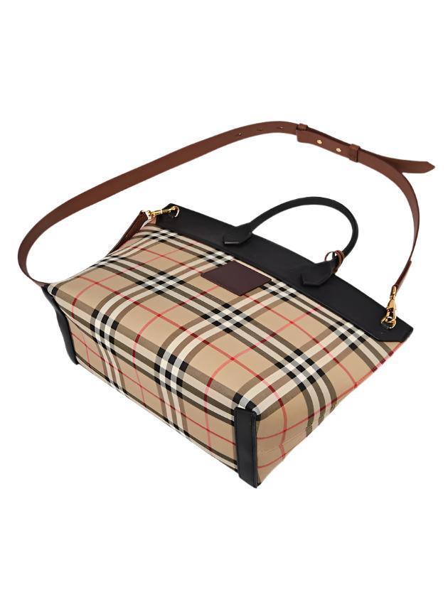 Burberry Vintage Check Canvas/Leather Small Society Top Handle Bag