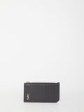 SAINT LAURENT Mini Monogram Zip Credit Card Holder
