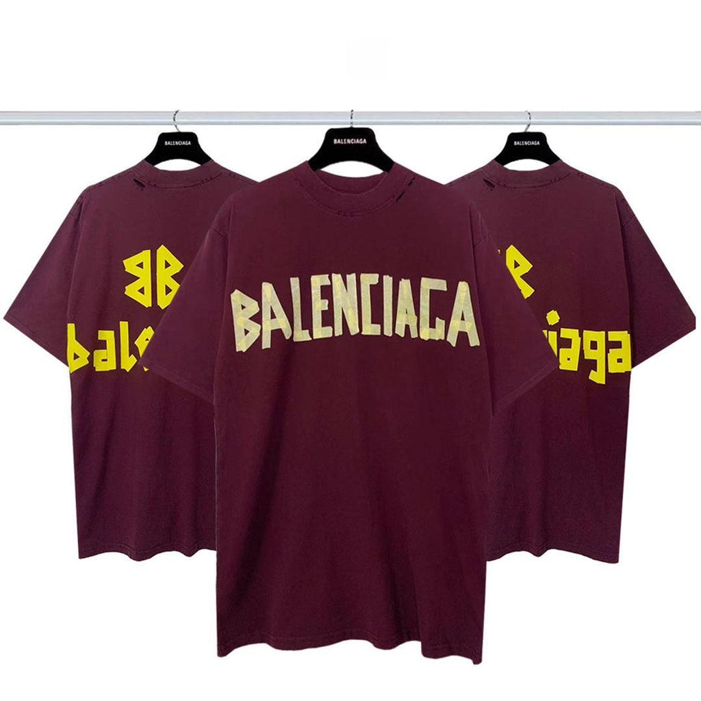 Balenciaga Dark Red T-Shirt Without Collar
