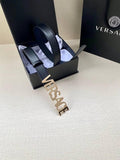 Versace Women's Leather Logo Decorated Buckle Belt