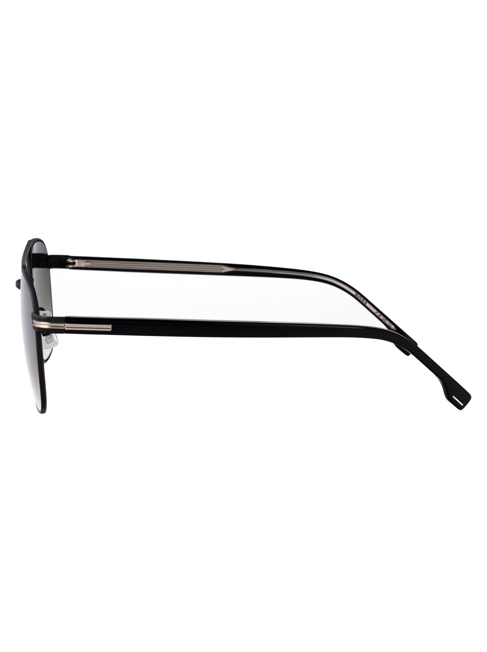 BOSS Matte Silver Black Stainless Steel Sunglasses for Men