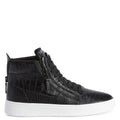Giuseppe Zanotti GZ94 High-Top Sneakers in Black Crocodile-Print Leather with Metal Signature Detail
