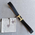 Hermes Men Gold Buckle Belt 'Black'