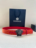 VERSACE La Medusa La Greca Belt In Red