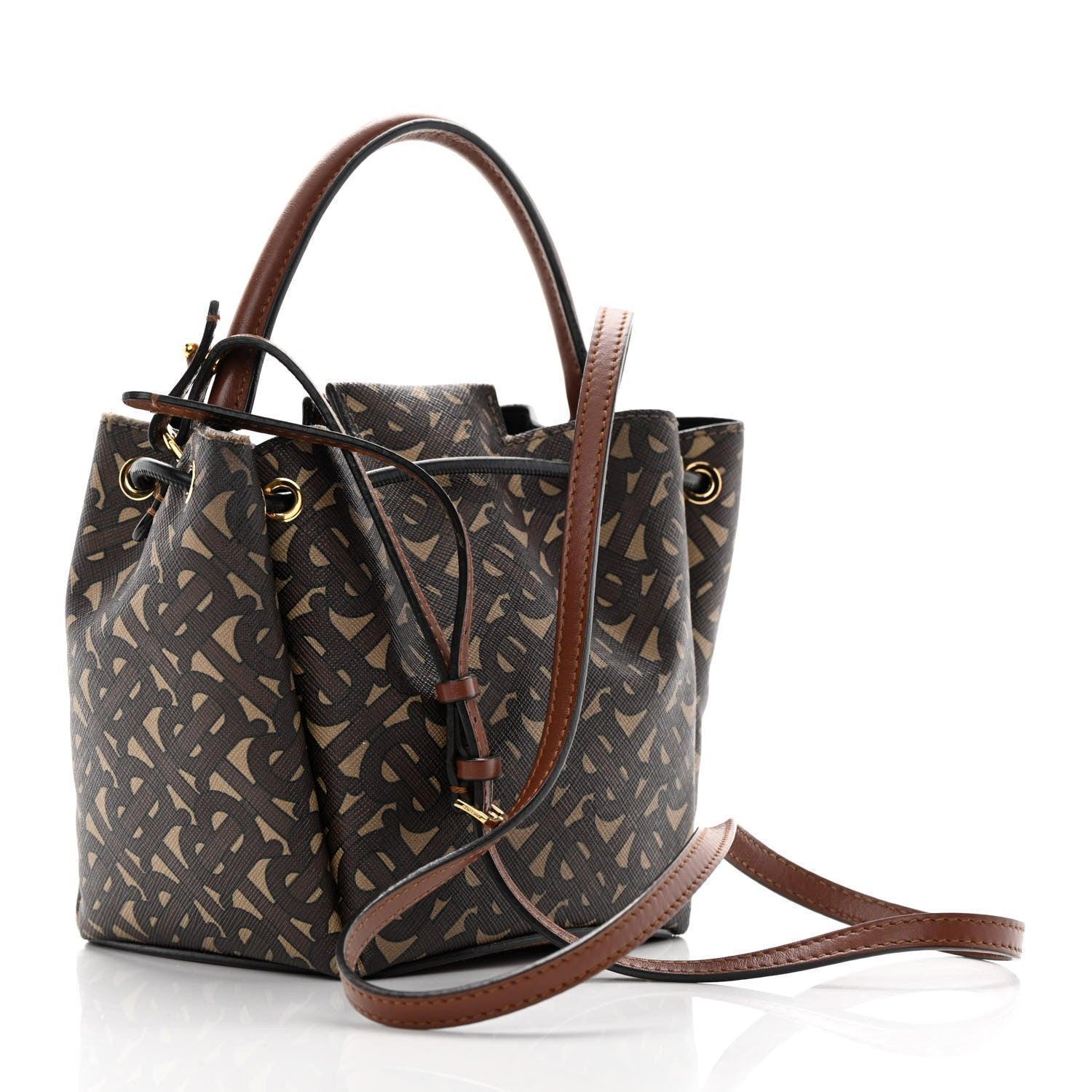 Burberry E-canvas Monogram TB Bucket Bag Bridle