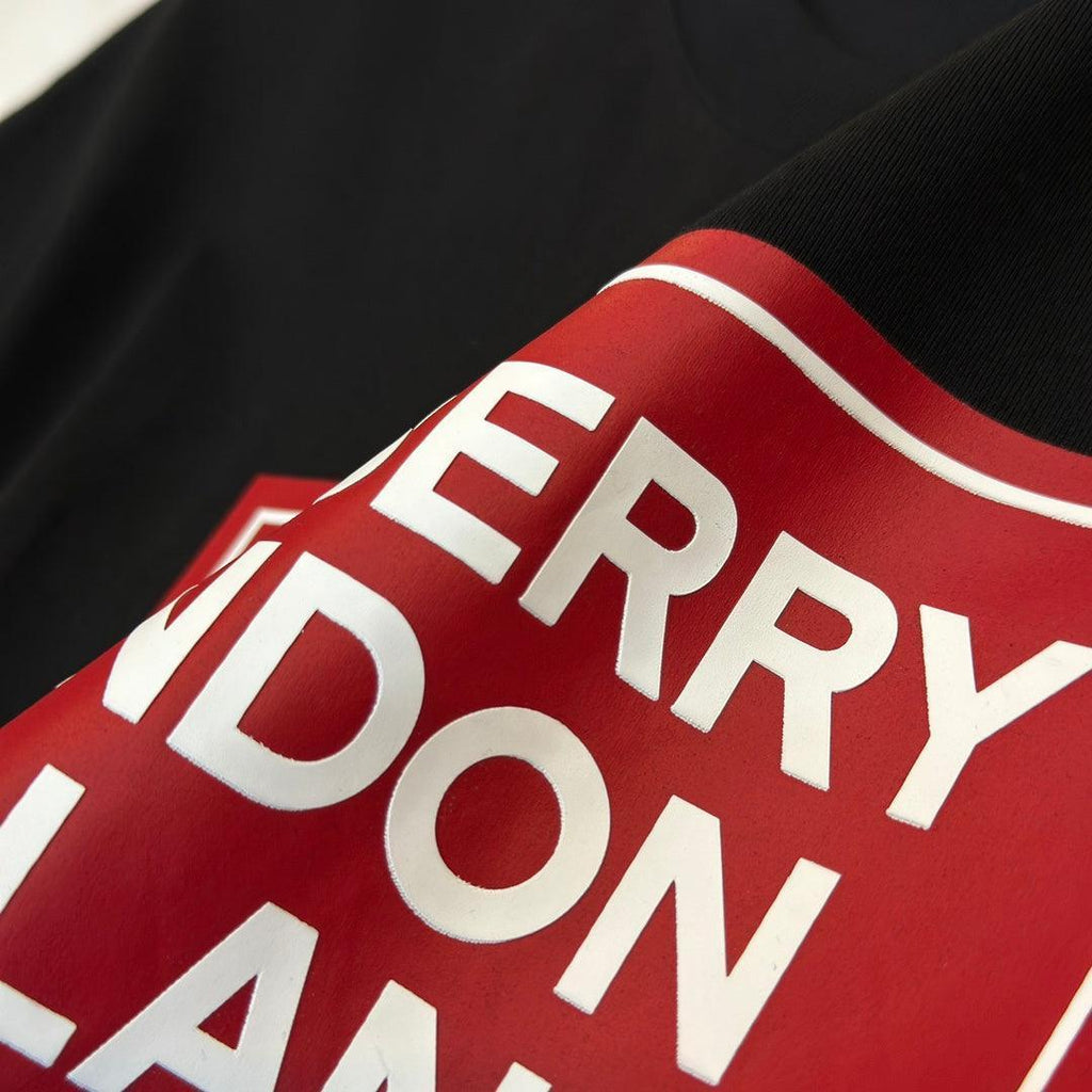 Burberry Black & Red T-Shirt Without Collar